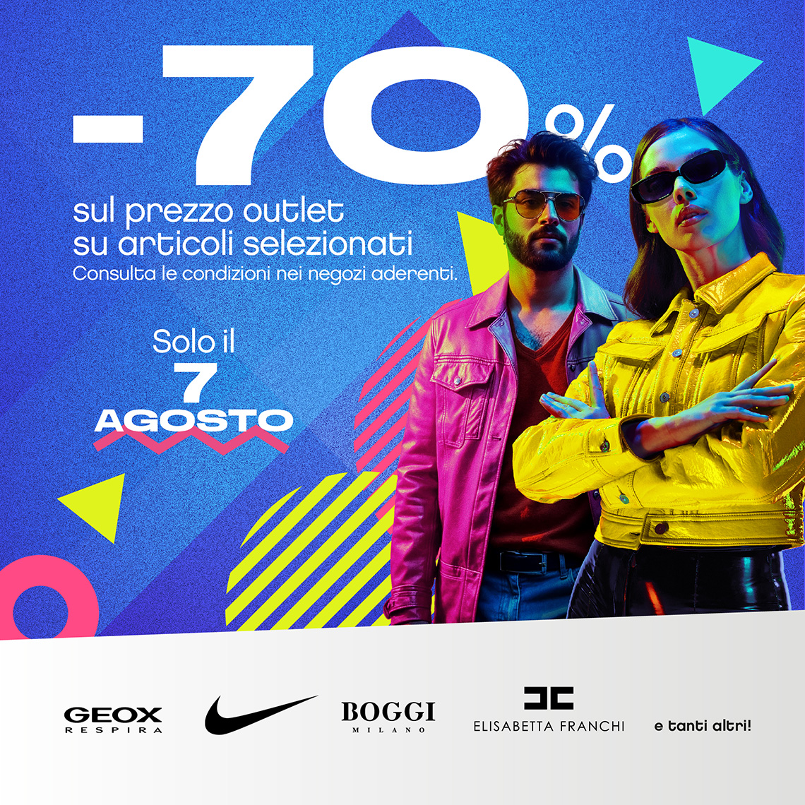 70s party 7 agosto fino al -70% su articoli selezionati nei negozi outlet