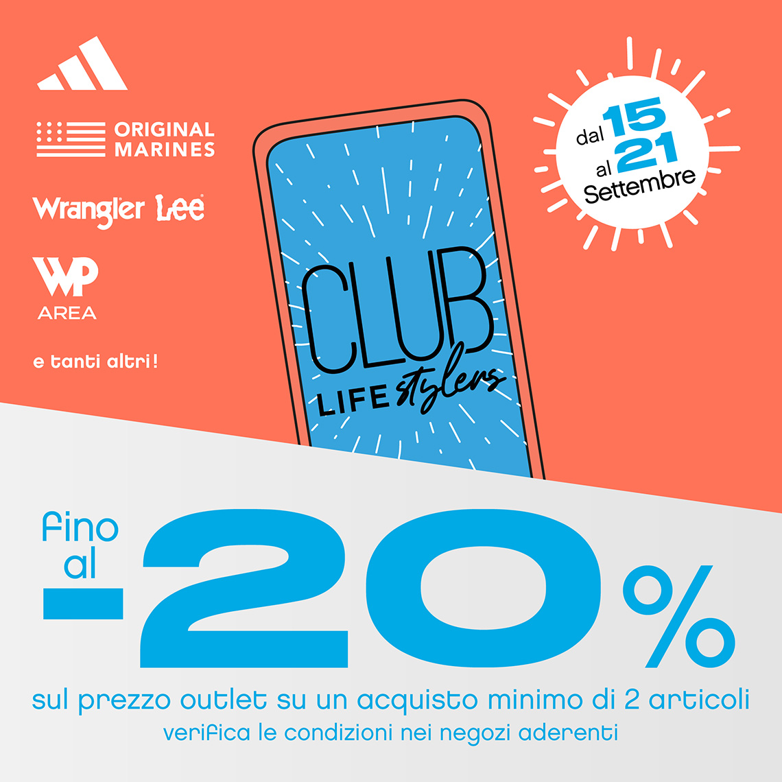 Visual promozionale Club Days fino al -20% con l’acquisto di almeno 2 articoli